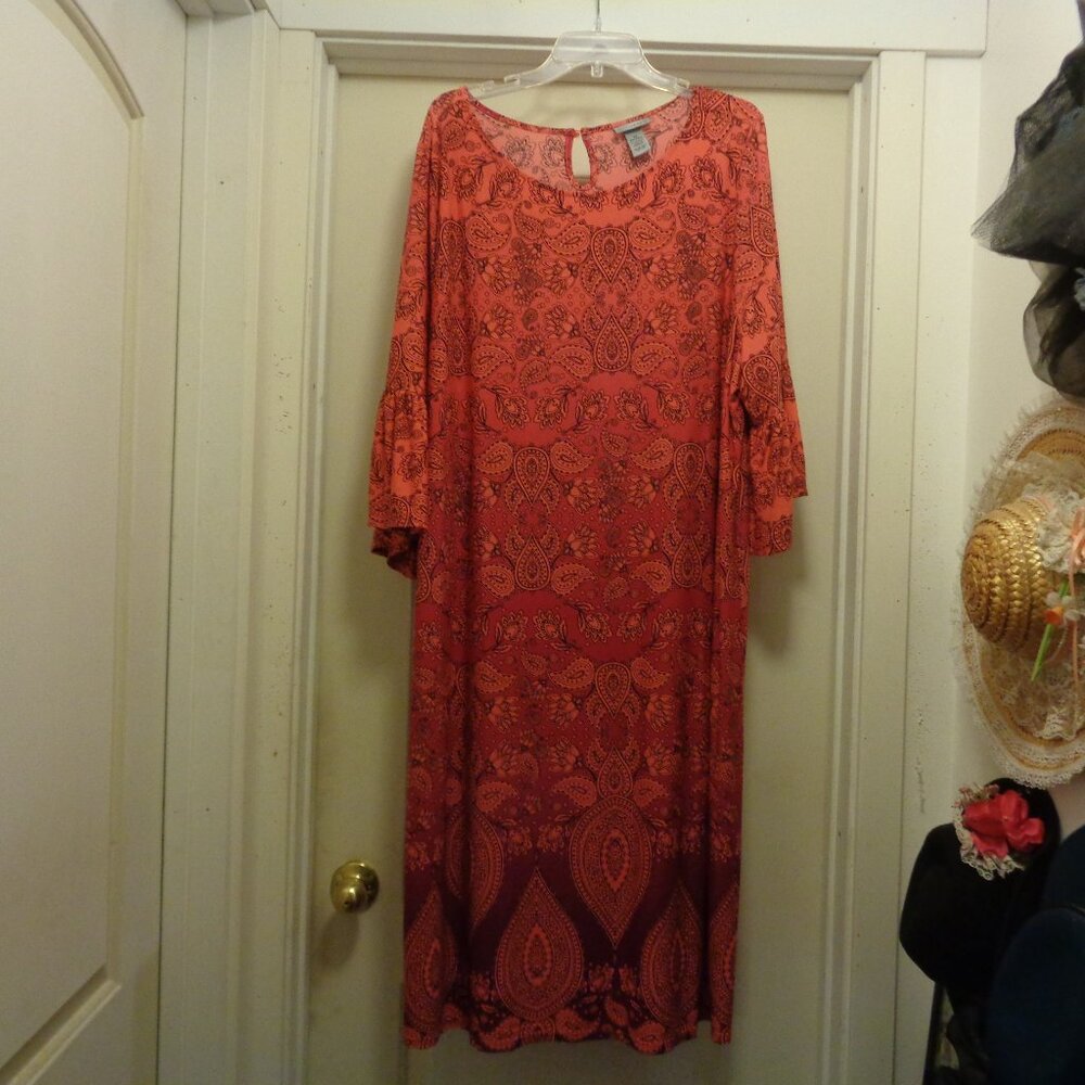 ORANGE & BLACK PAISLEYS JERSEY COQUETTE GIRL DRESS BY CATHERINES 3X